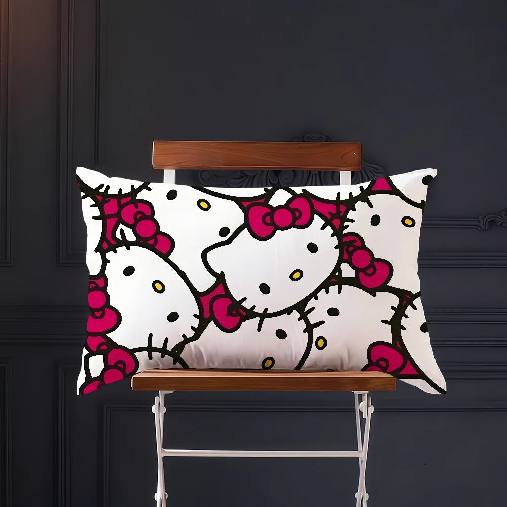 pink Tiling Pattern cushion cover Rectangle Pillow Cover bow Hello kawaii Home Sofa living Room k-Kitty Coffee Shop Pillowcase My Store