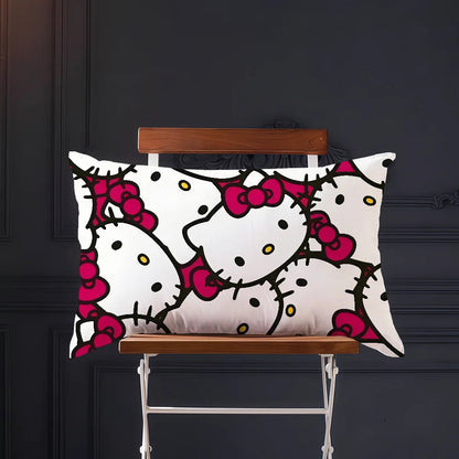 pink Tiling Pattern cushion cover Rectangle Pillow Cover bow Hello kawaii Home Sofa living Room k-Kitty Coffee Shop Pillowcase My Store