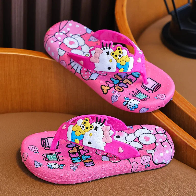 Hellokittys Sanrios Slippers Girl Summer Fashion Kawaii Cartoon Wearing Outside Fashion Cartoon Flip Flops Leisure Anime Figure My Store