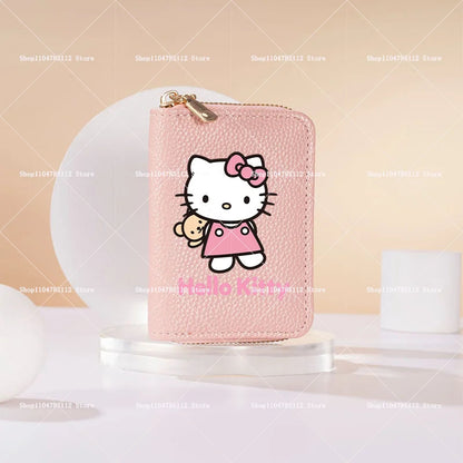 Hello Kitty Short Coin Purse with Card Slots Zipper Wallet Large Capacity Multiple Colors Credit Card Holder Coin Packet Gift My Store