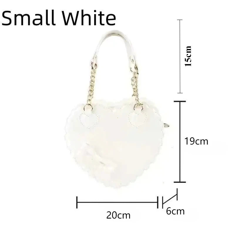 Japanese Lolita Handbag Bow-knot Cookie Heart-shaped Shoulder Bag Highquality Pu Zipper Wallet Brand Design Simple Crossbody Bag My Store