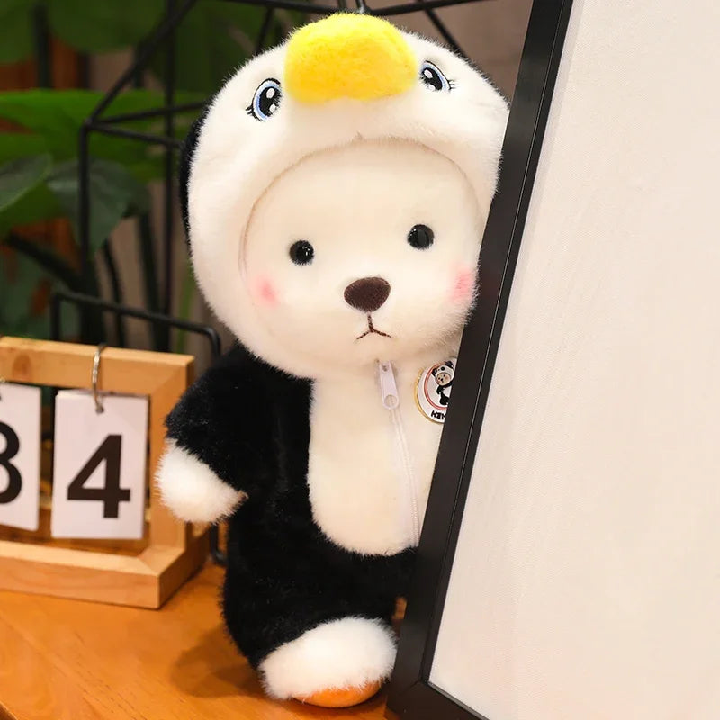 For 30cm Plush Toys Birthday Gift for Girls Kids Bear with Movable Limbs and Head Soft Bear White Brown Comfortable My Store