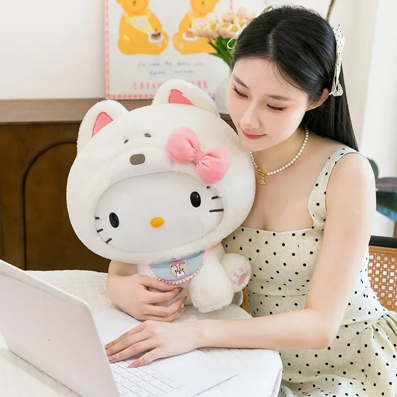 Hot Sanrio Large Size Hello Kitty Transforms Into A Puppy Series Plush Toy Cartoon Anime Filled Doll Kawaii Decorate Girl Gifts My Store