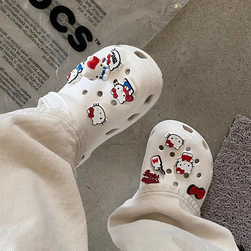 10pcs/Set Hello Kitty Bowknot DIY Sandal Charms Sweet Cute Cartoon PVC Garden Shoes Buckle Accessories Party Gifts My Store