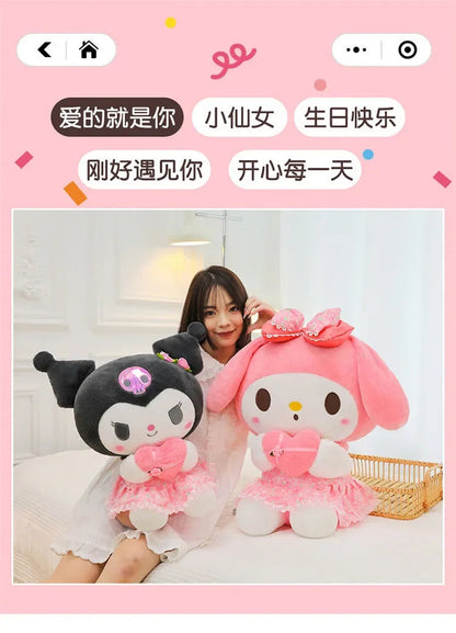 60cm Sanrio Kuromi Melody Hello Kitty Plush Toy Kawaii Cartoon Big Size KT Cat Plush Doll Soft Stuffed Pillow Kids Birthday Gift My Store