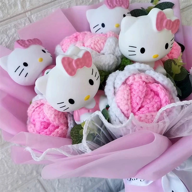 Hello Kitty Cartoon Plush Bouquet  Anime Rose Flowers Doll Home Wedding Decoration Christmas Valentine's Day Gift My Store