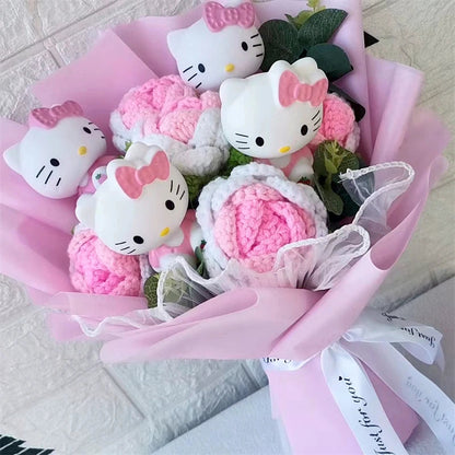 Hello Kitty Cartoon Plush Bouquet  Anime Rose Flowers Doll Home Wedding Decoration Christmas Valentine's Day Gift My Store
