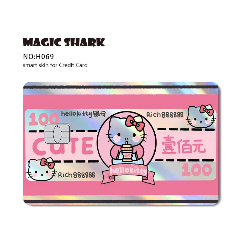 Hot Sale Hello Kitty Kuromi Holographic Laser Shinny Film Skin Cover Sticker for Debit Credit Card Bank Card My Store