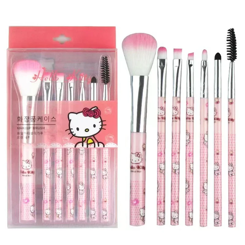 7Pcs Hello Kitty Makeup Brush Set Cute Cartoon Beauty Tools Eyeshadow Blush Eyebrow Brush Kit Girl Gifts My Store