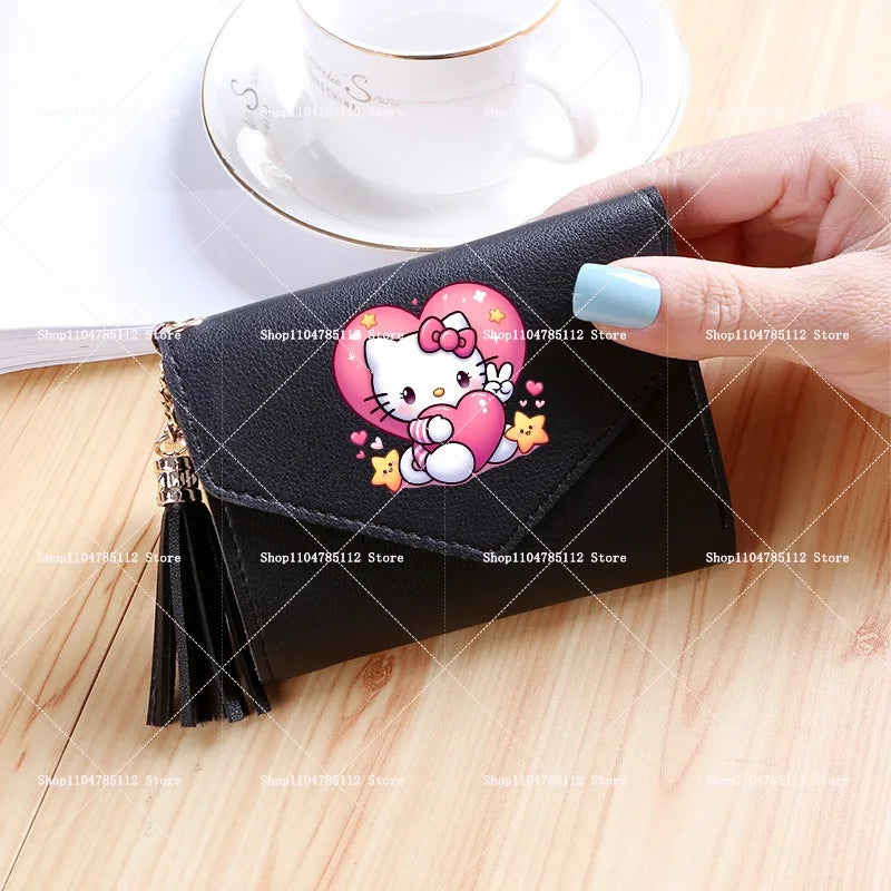 Hello Kitty Wallet PU Lychee Pattern Women Wallets Anime Cartoon New Clutch Money Pouch Trend Fashion Multifunctional Purse Gift My Store