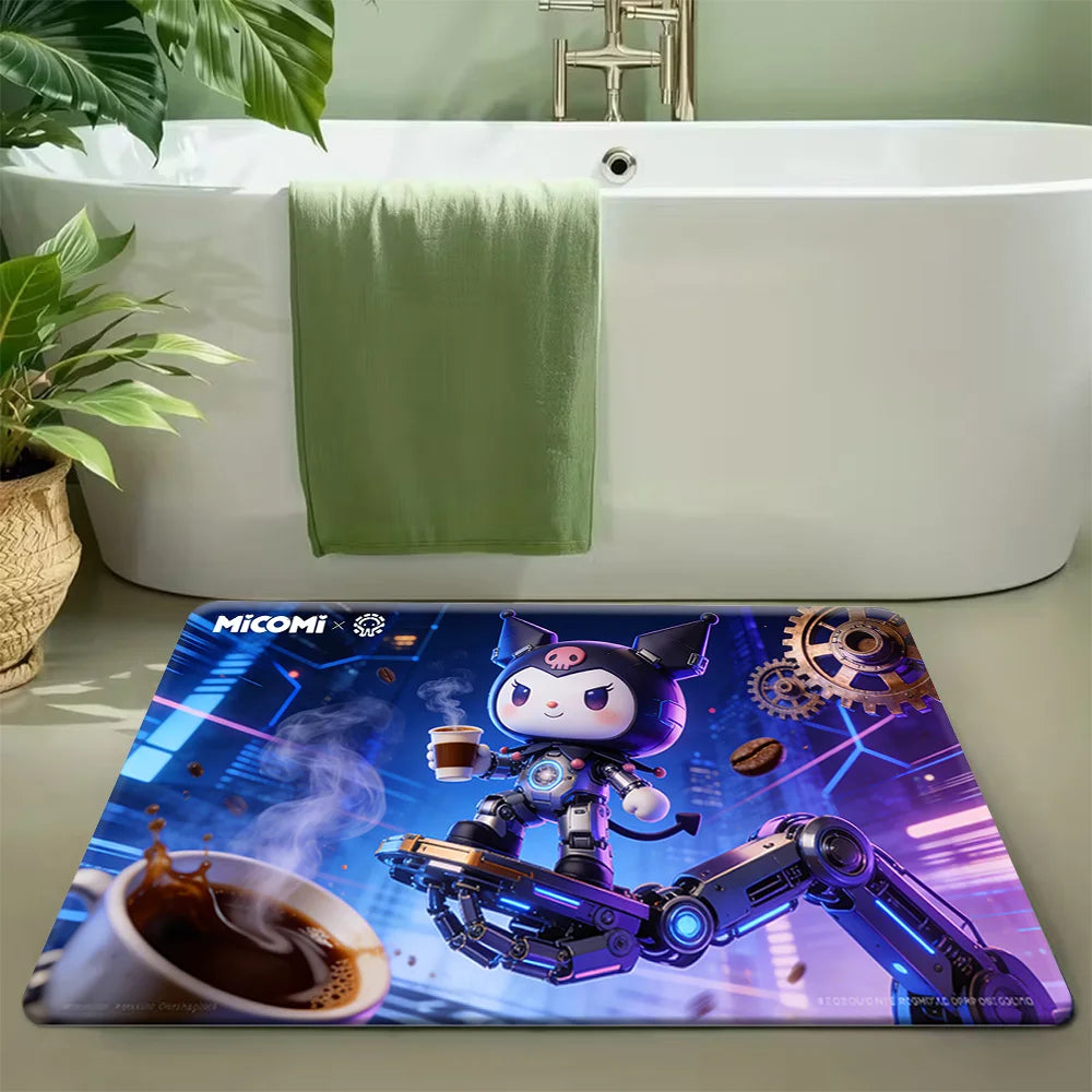 For Hello Kitty & Melody Cartoon Character Washable Flannel Rug - Non-Slip, Cute Pattern for Door Mat, Living Room, Bedroom, B My Store