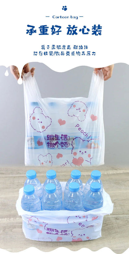 100Pcs Anime Hello Kitty Cinnamoroll Doggie Bag Cute Cartoon Printing Portable Plastic Storage Tote Bag For Girls My Store