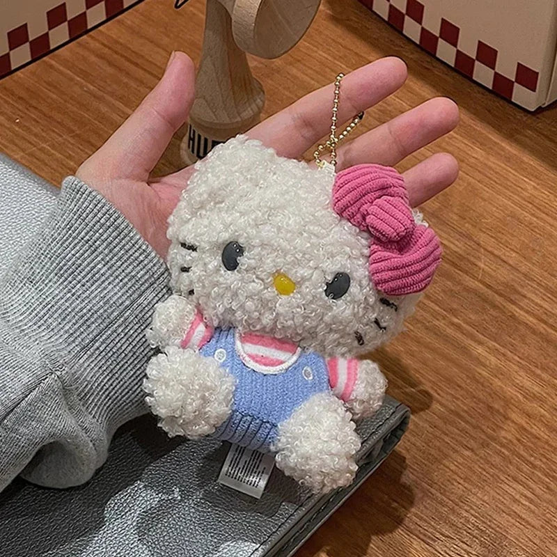 Saniro Hello Kitty cartoon Kt cat curly-haired keychain schoolbag backpack cute key for girls' gift My Store