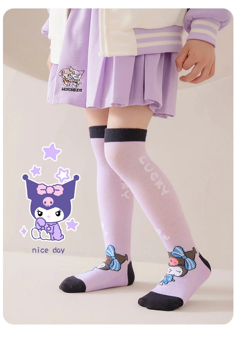 3 Pairs Spring and Summer Cartoon Anime Hello Kitty Pattern Girls Over knee Socks Cotton Comfortable and Soft Casual Girls Socks My Store