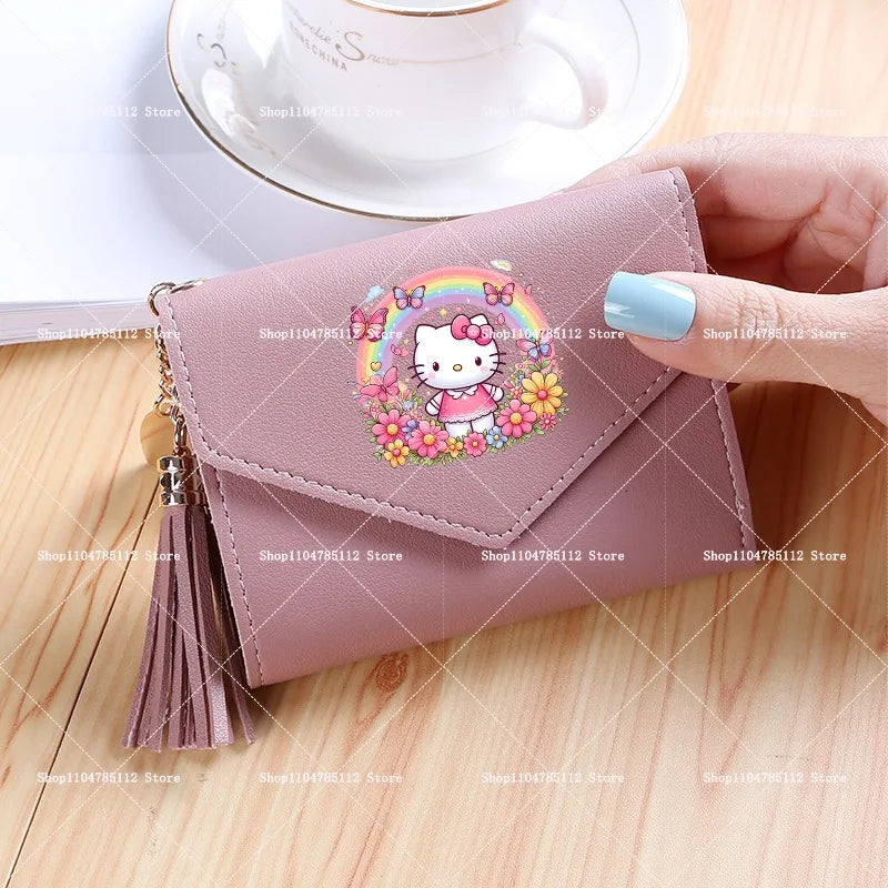 Hello Kitty Wallet PU Lychee Pattern Women Wallets Anime Cartoon New Clutch Money Pouch Trend Fashion Multifunctional Purse Gift My Store