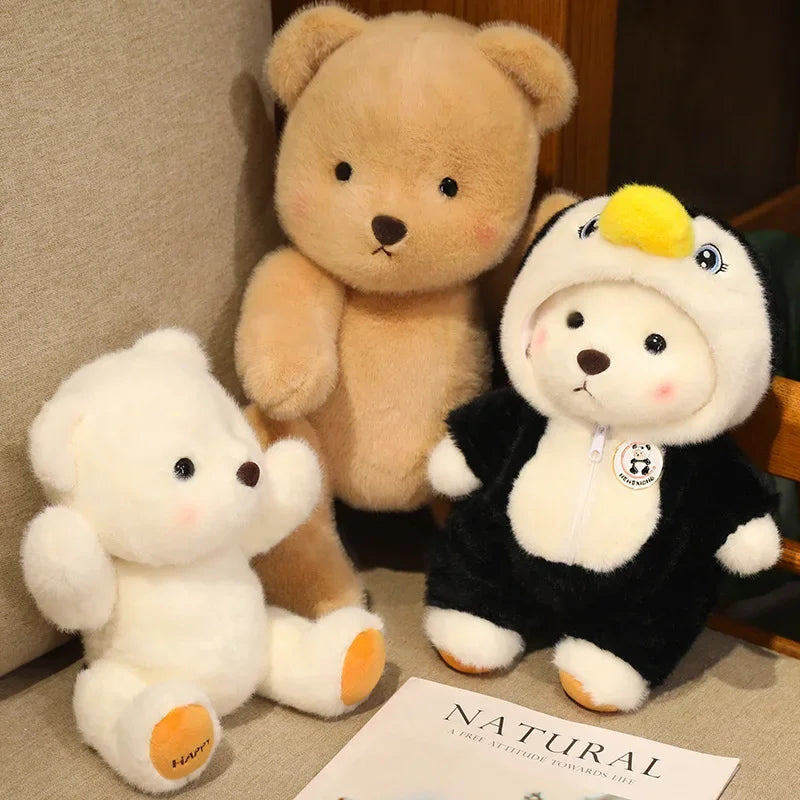 For 30cm Plush Toys Birthday Gift for Girls Kids Bear with Movable Limbs and Head Soft Bear White Brown Comfortable My Store