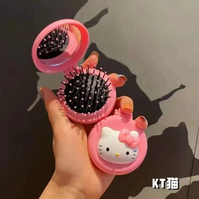 Hello kitty Kuromi My melody cute cartoon foldable comb mirror one-piece creative student portable dormitory make-up mirror My Store