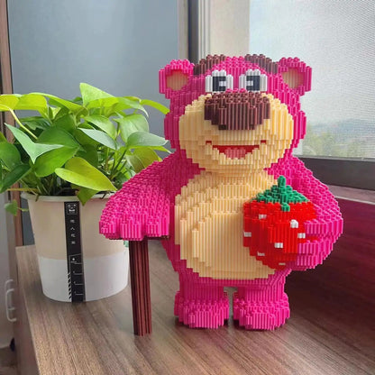 30CM Extra Large Strawberry Bear Block Assembly Toy Small Particle Lotso Girl Student Festival Gift Boy Puzzle Block My Store