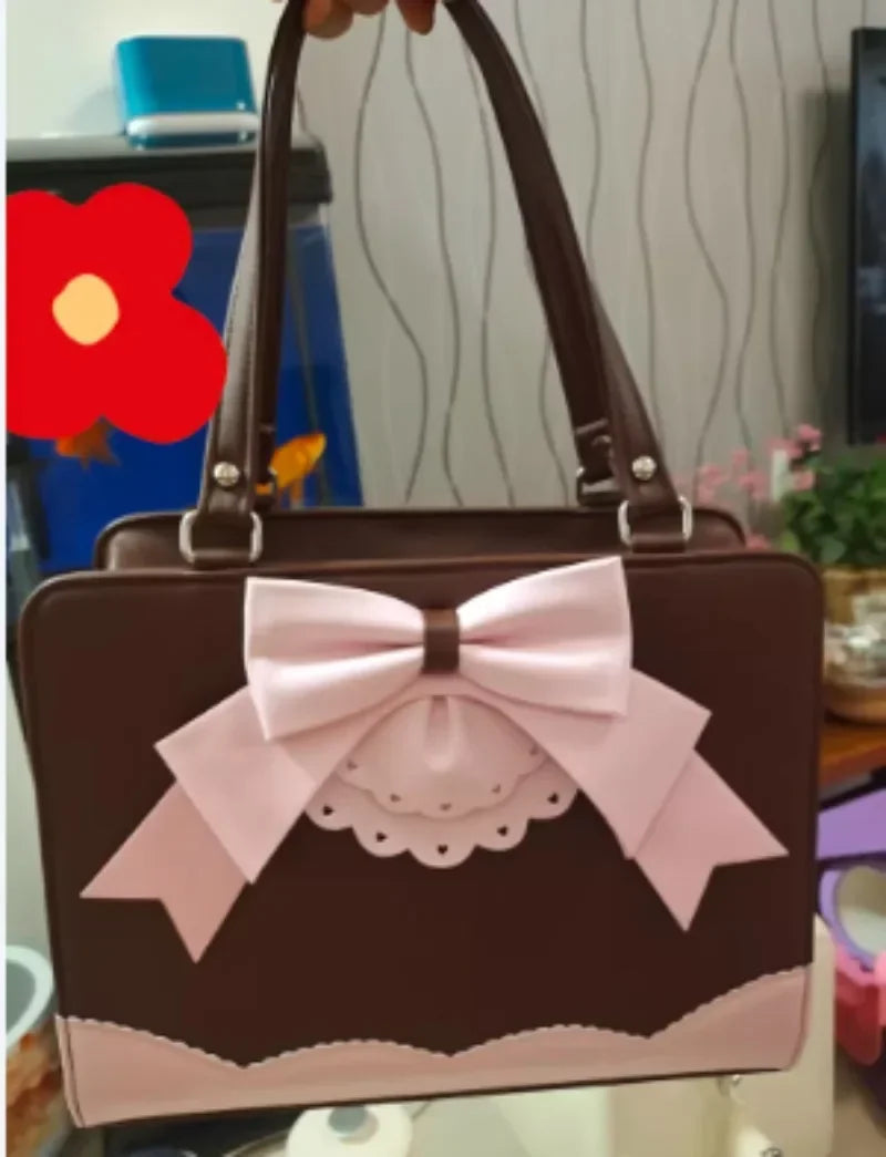 Lolita Bag Japanese Sweet Bow Underarm Bags for Women Elegant Chic JK Uniform Totes Girls Kawaii Cute Handbag PU Сумка Bolsa My Store