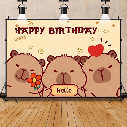Cartoon cute capybara good luck photography background customizable children's first birthday decoration photo studiophoto props My Store