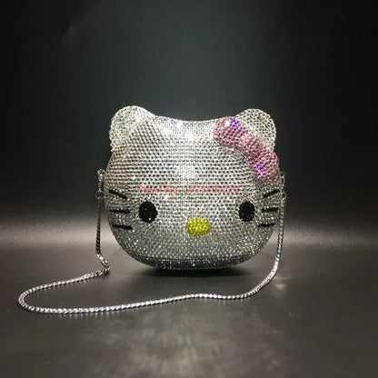 Hellokitty Anime Cartoon Shape Rhinestone Cartoon Full Of Diamonds Dinner Bag Handmade Diamond-Set Lady'S Clutch Christmas Gift My Store