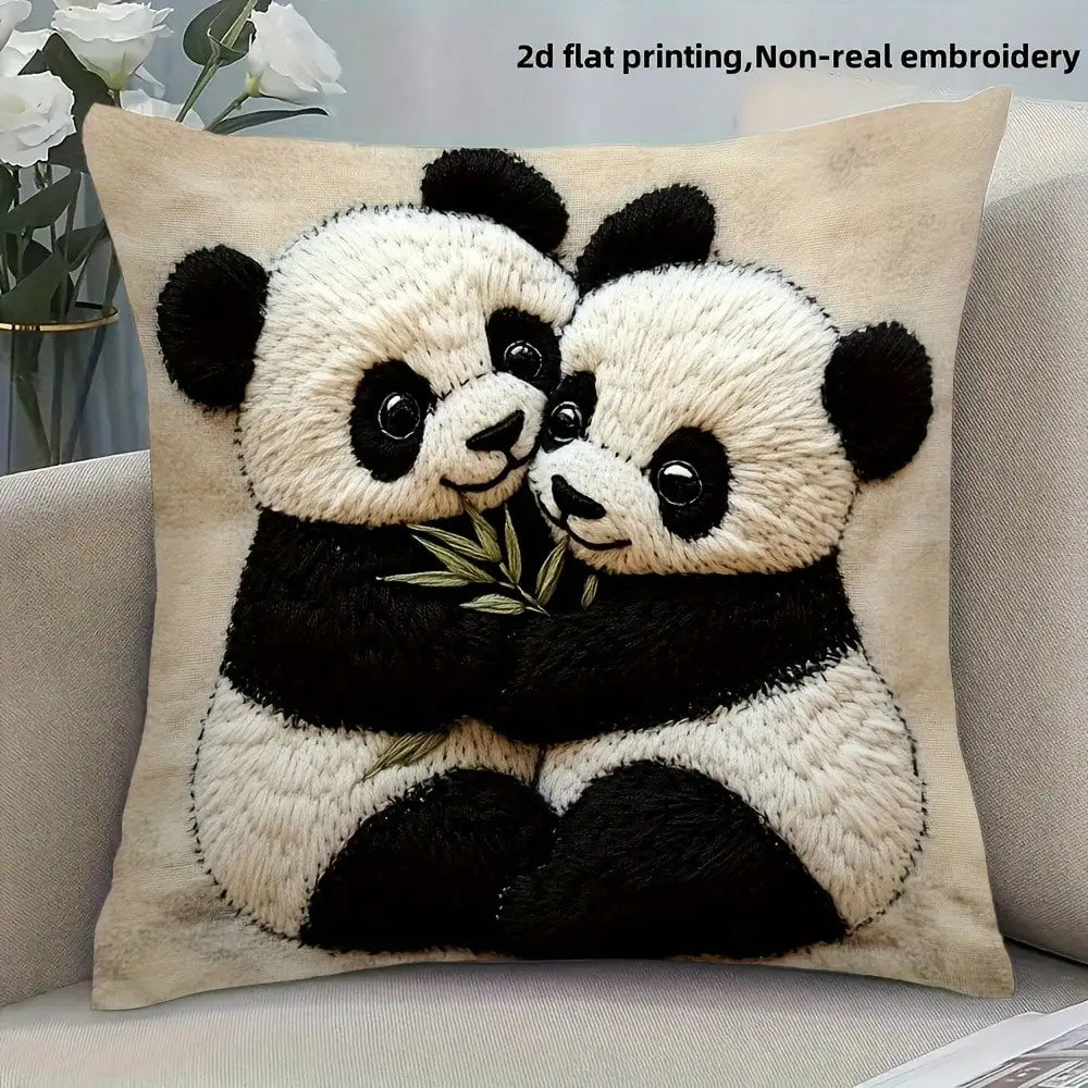 Panda Pillowcase, Cute Animal Cushion Cover, Fluffy Bear Decor, Soft Home Accent, Kawaii Gift for Kids My Store