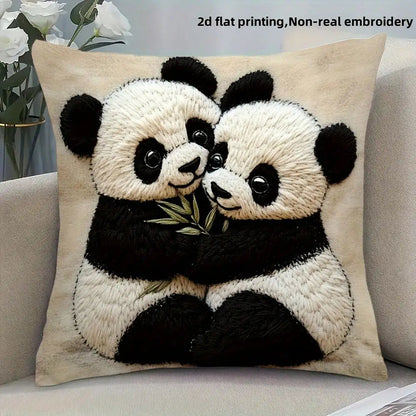 Panda Pillowcase, Cute Animal Cushion Cover, Fluffy Bear Decor, Soft Home Accent, Kawaii Gift for Kids My Store