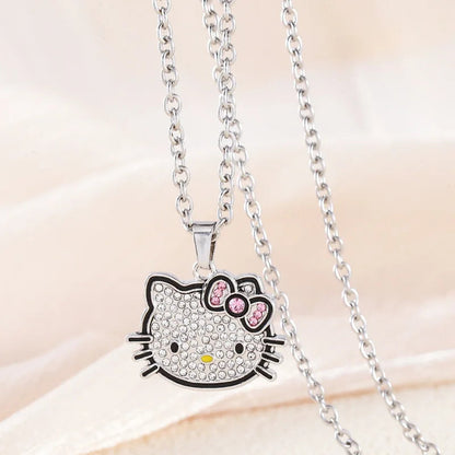 Sanrio Hello Kitty Necklace Cute Cartoon Clavicle Chain Pendant Women's Simple White Elegant Jewelry Fashion Friend Couple Gifts My Store