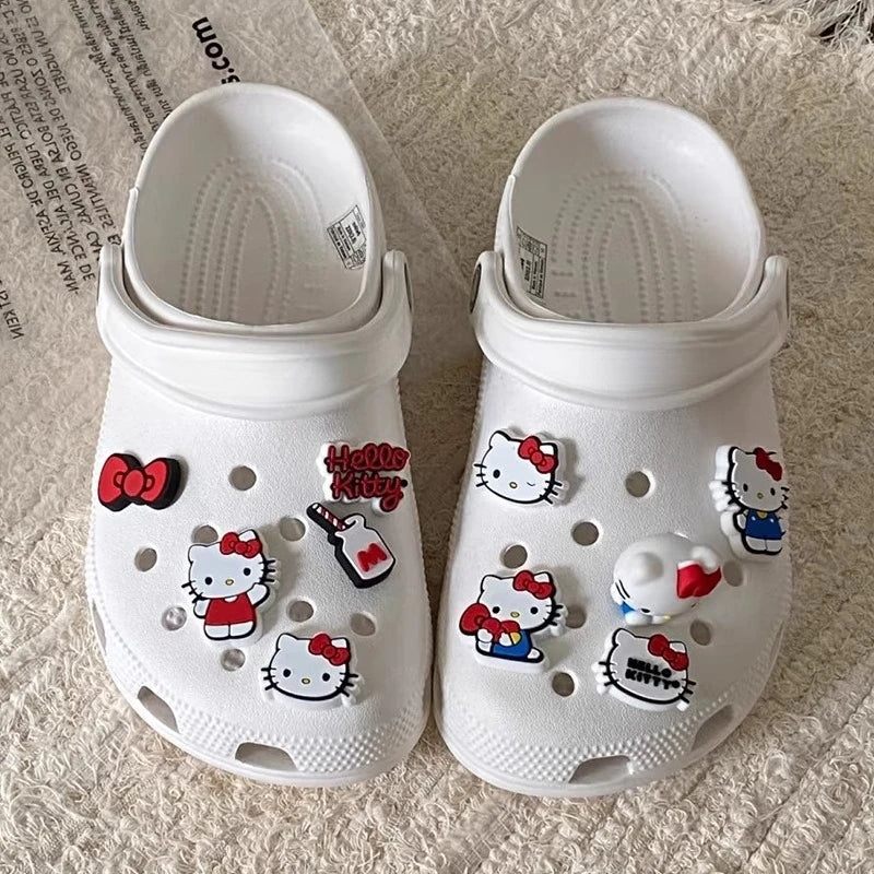 10pcs/Set Hello Kitty Bowknot DIY Sandal Charms Sweet Cute Cartoon PVC Garden Shoes Buckle Accessories Party Gifts My Store