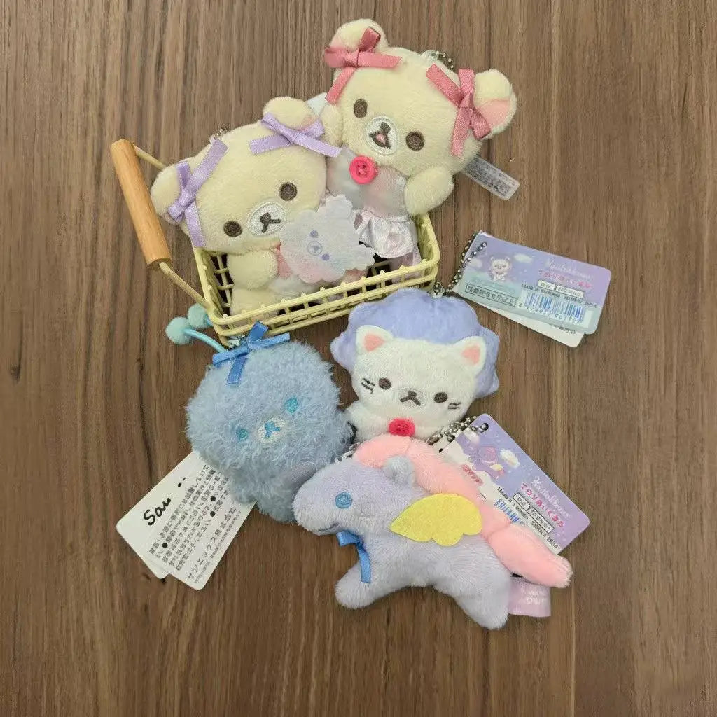 kawaii 8cm cartoon Korilakkuma Small Plush Pendant Sky Cotton Candy Series Rilakkuma lovely unicorn plush keychain Girly gift My Store