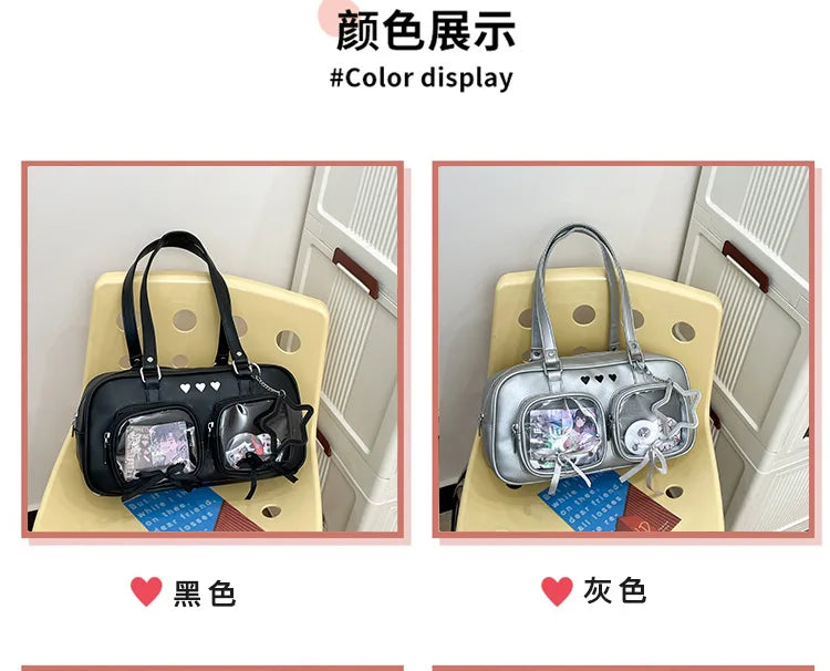 New Niche Design Women's Bow Harajuku Cute Ita Bag JK Uniform Ulzzang Shoulder Bag for Girls Y2K Cartoon Handle Bag My Store