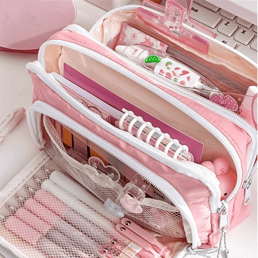 Cute Multi Layer Pencil Case Pouch, Large Capacity Pen Case Bag,Durable Stationery Storage Bag For Students, School&Office My Store