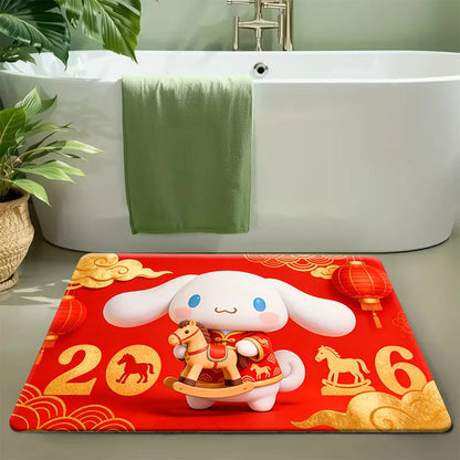 For Hello Kitty & Melody Cartoon Character Washable Flannel Rug - Non-Slip, Cute Pattern for Door Mat, Living Room, Bedroom, B My Store