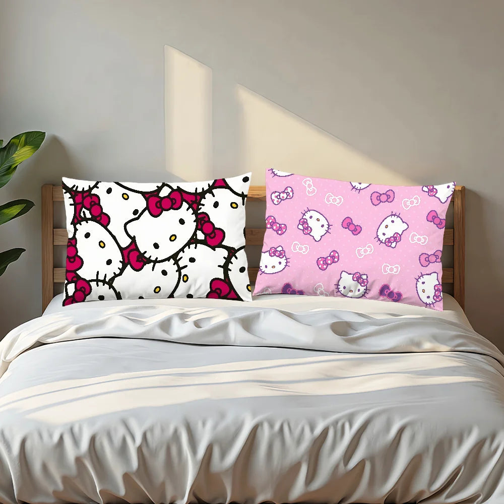 pink Tiling Pattern cushion cover Rectangle Pillow Cover bow Hello kawaii Home Sofa living Room k-Kitty Coffee Shop Pillowcase My Store
