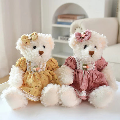 2pcs/lot 26cm Lovely Couple Teddy Bear Peluche Toys Kawaii Dress Bear Dolls Stuffed Soft Toy for Girls Baby Girlfriend Gifts My Store