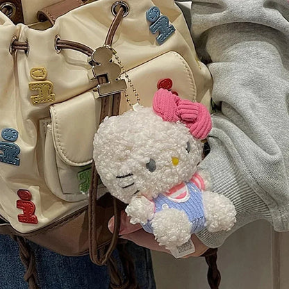 Saniro Hello Kitty cartoon Kt cat curly-haired keychain schoolbag backpack cute key for girls' gift My Store