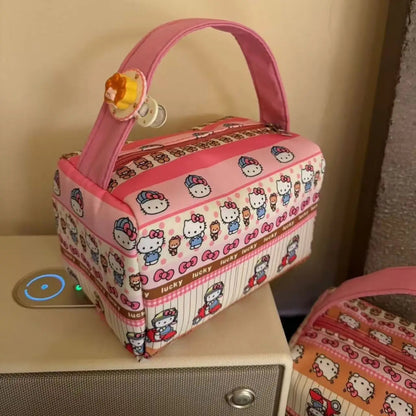 Sanrio Hello Kitty Cartoon Makeup Bag Kt Cat Portable Travel Toiletry Bag Outing Tee-Dimensional Handbag Girl Birthday Gifts My Store