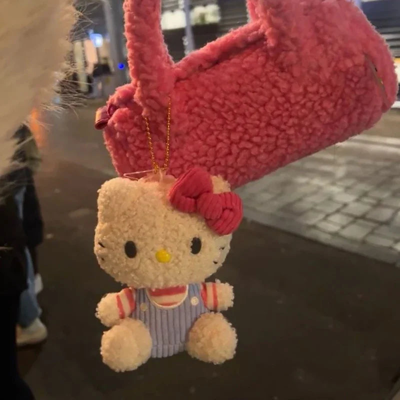 Saniro Hello Kitty cartoon Kt cat curly-haired keychain schoolbag backpack cute key for girls' gift My Store
