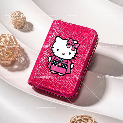 Hello Kitty Short Coin Purse with Card Slots Zipper Wallet Large Capacity Multiple Colors Credit Card Holder Coin Packet Gift My Store