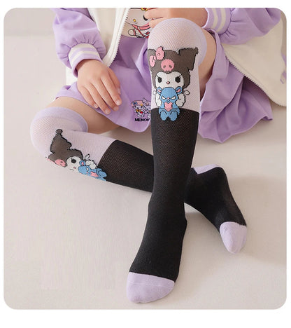3 Pairs Spring and Summer Cartoon Anime Hello Kitty Pattern Girls Over knee Socks Cotton Comfortable and Soft Casual Girls Socks My Store