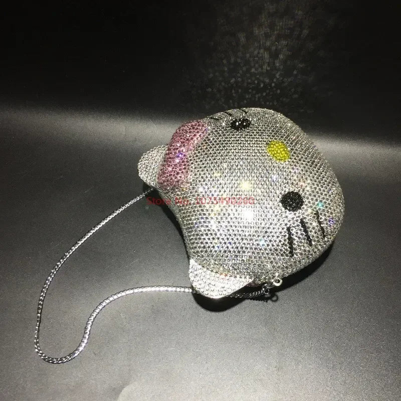 Hellokitty Anime Cartoon Shape Rhinestone Cartoon Full Of Diamonds Dinner Bag Handmade Diamond-Set Lady'S Clutch Christmas Gift My Store