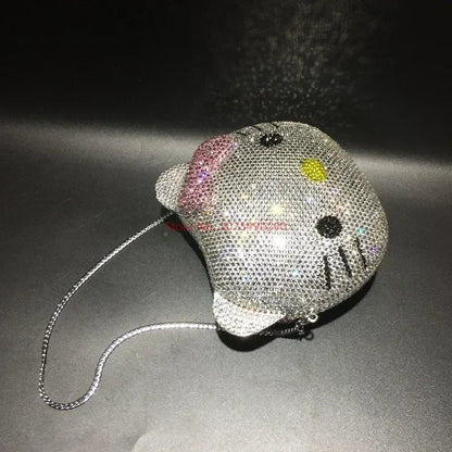 Hellokitty Anime Cartoon Shape Rhinestone Cartoon Full Of Diamonds Dinner Bag Handmade Diamond-Set Lady'S Clutch Christmas Gift My Store