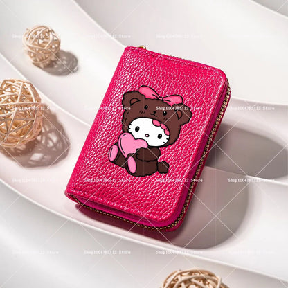 Hello Kitty Short Coin Purse with Card Slots Zipper Wallet Large Capacity Multiple Colors Credit Card Holder Coin Packet Gift My Store
