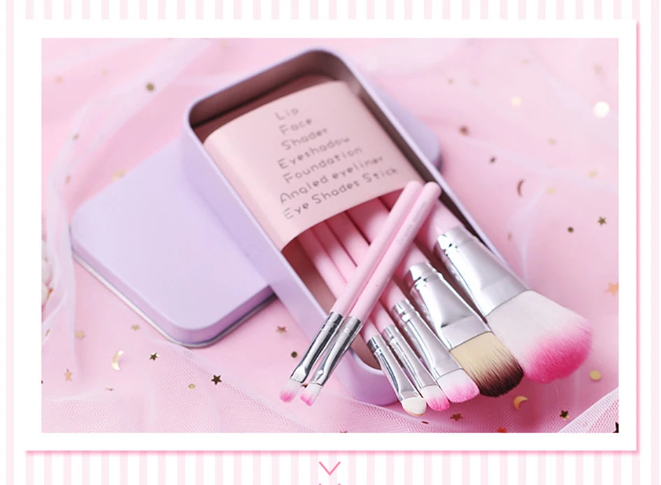 Hello Kitty 7Pcs Makeup Brush Set Kawaii Y2K Multifunctional Cosmetics Tool With Storage Case Cute Gift For Women Girls My Store