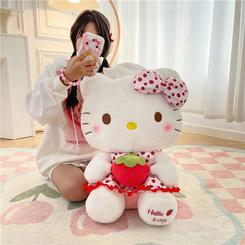 New Hello Kitty Plush Toy Large Strawberry Cat Stuffed Animal Cute Kids Birthday Xmas Gift for Children Soft Doll Wholesale My Store