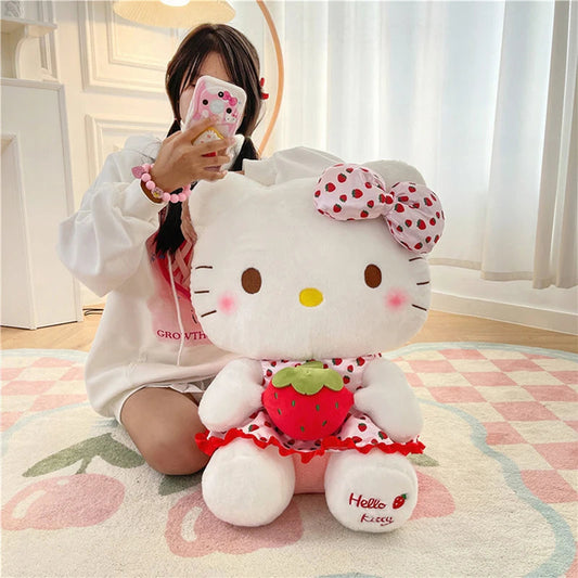 New Hello Kitty Plush Toy Large Strawberry Cat Stuffed Animal Cute Kids Birthday Xmas Gift for Children Soft Doll Wholesale My Store