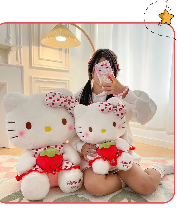 New Hello Kitty Plush Toy Large Strawberry Cat Stuffed Animal Cute Kids Birthday Xmas Gift for Children Soft Doll Wholesale My Store