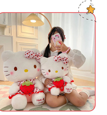 New Hello Kitty Plush Toy Large Strawberry Cat Stuffed Animal Cute Kids Birthday Xmas Gift for Children Soft Doll Wholesale My Store