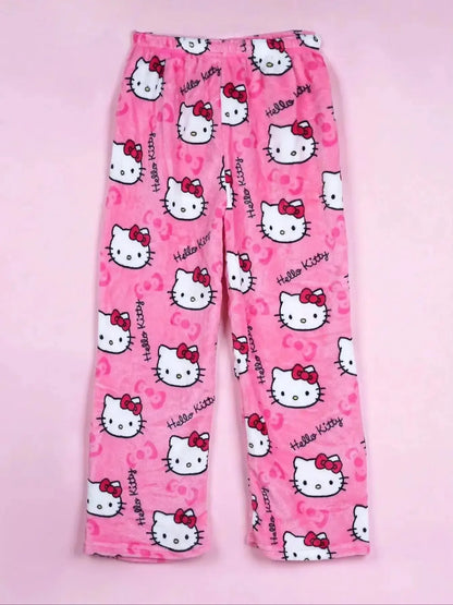 2026 New Hello Kitty Pajamas Pants Anime Women's Pajama Pants Cartoon Couple Home Sleepwear Trousers Leisure Home Clothing My Store
