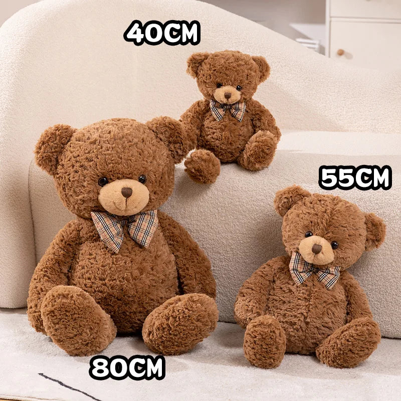40-80cm Classic Teddy Bear Plush Dolls Cute Brown Bear Plushies with Bow Decor Lovely Birthday Gift Large Hug Pillow For Girl My Store